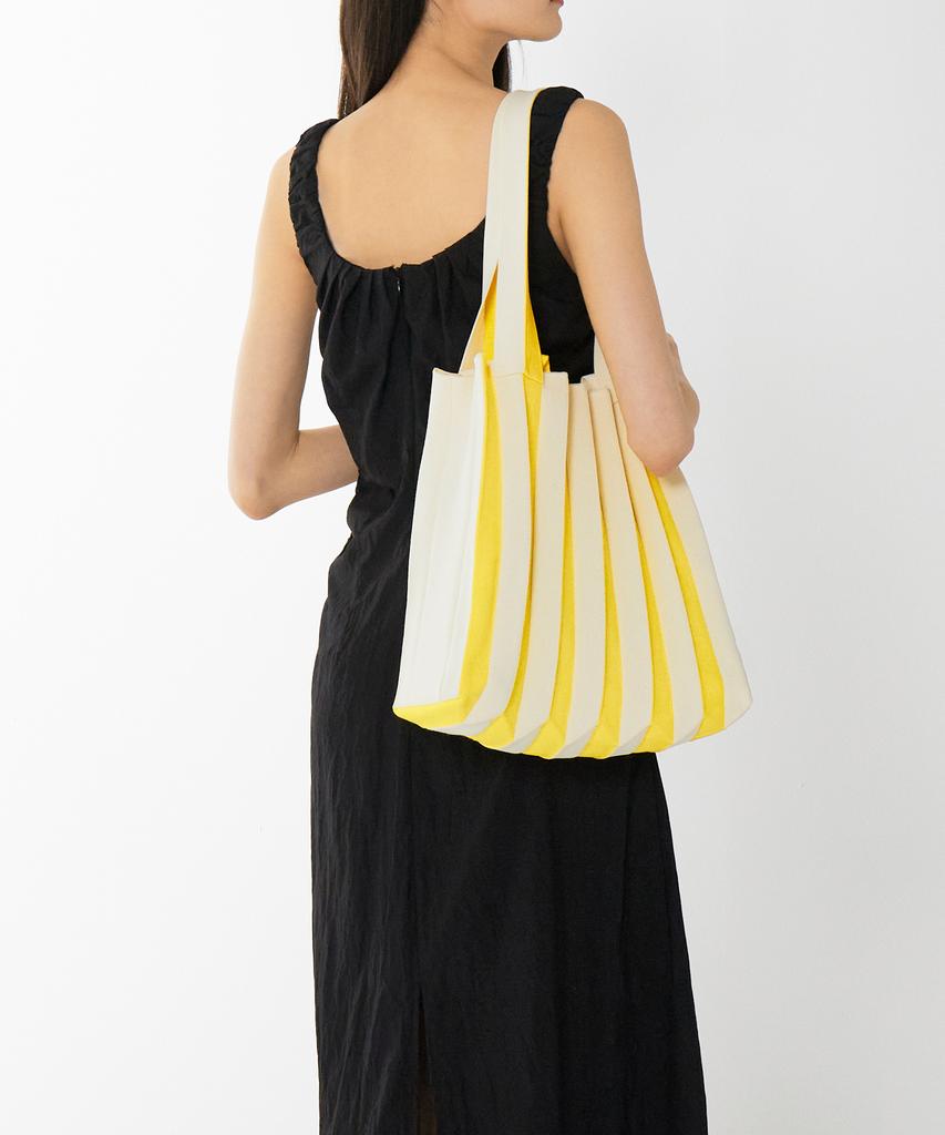 Pleatsmama Two-Way Shopper Bag Yellow Stripe