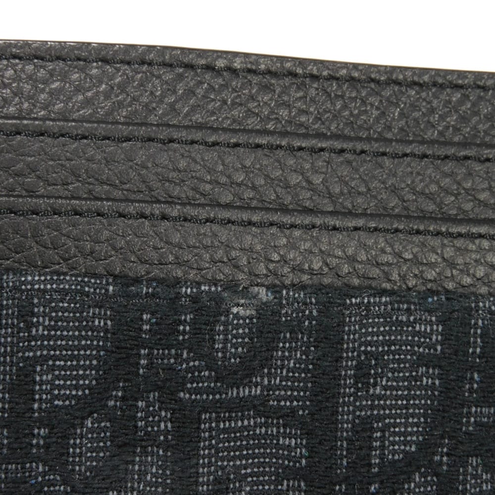 Used 10656 Oblique Jacquard Card Holder 2ESCH135YSE_H03E 7946 Current Calfskin Pass Case Logo Cotton Black Men's from