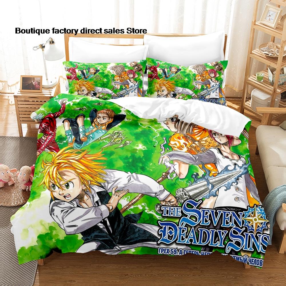 The Seven Deadly Sins Bedding Set 3D Printed Duvet Cover Pillowcase For Otaku Bedroom Home Textile Twin Full Queen King Size