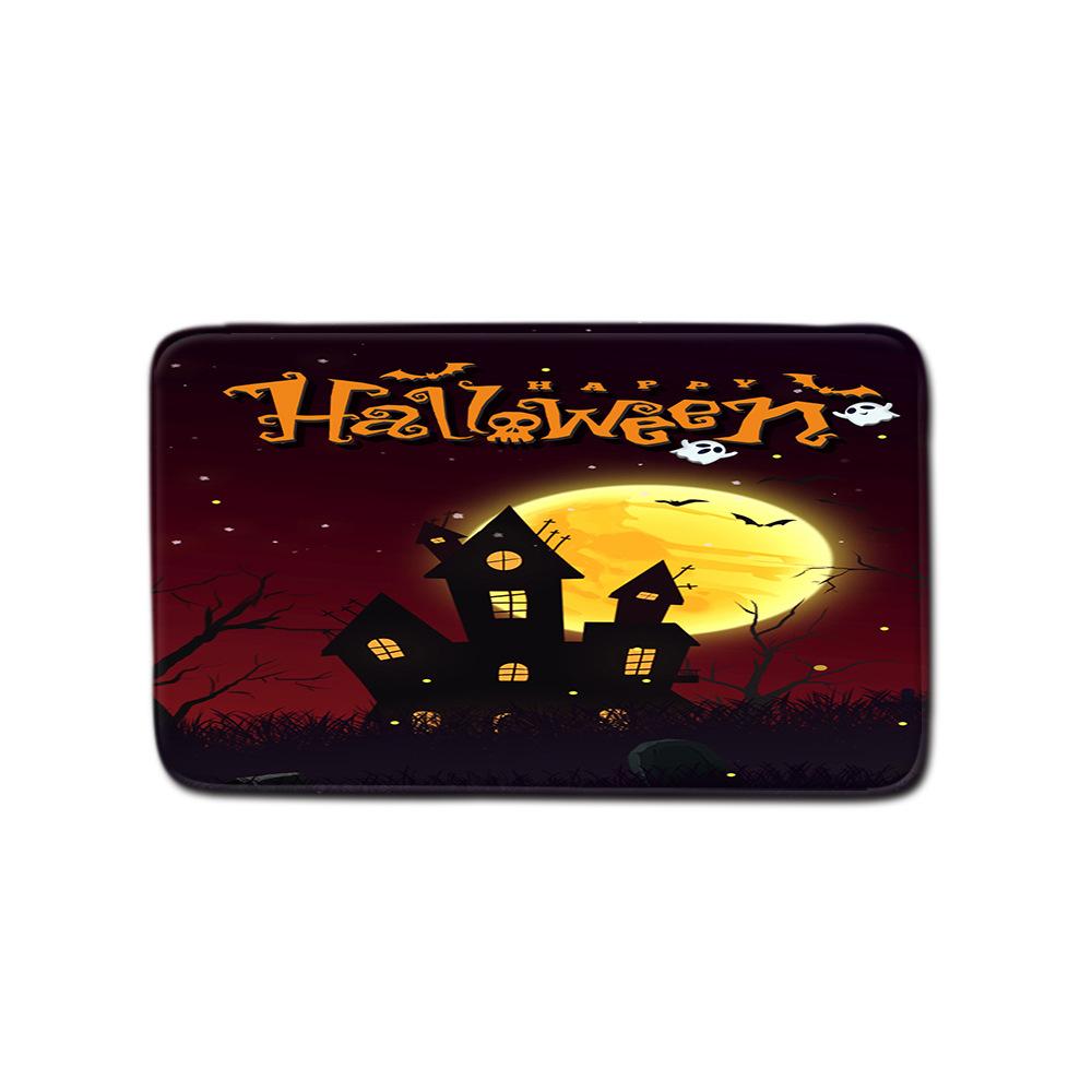 Halloween Shower Curtain Floor Mat Combination Four-Piece Set Bathroom Toilet Carpet Shower Room Foot Door Mat