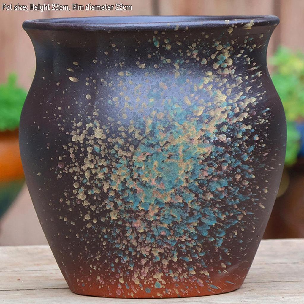Large Vintage Ceramic Flower Pot for Indoor/Outdoor Plants - Breathable Tall Wide-Mouth Design for Bougainvillea & Succulents