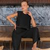 Fashion Cotton and Linen Suit Women's Clothing 2025 Summer New Shoulder Pads Sleeveless Top Trousers Two-piece Set European and American Casual