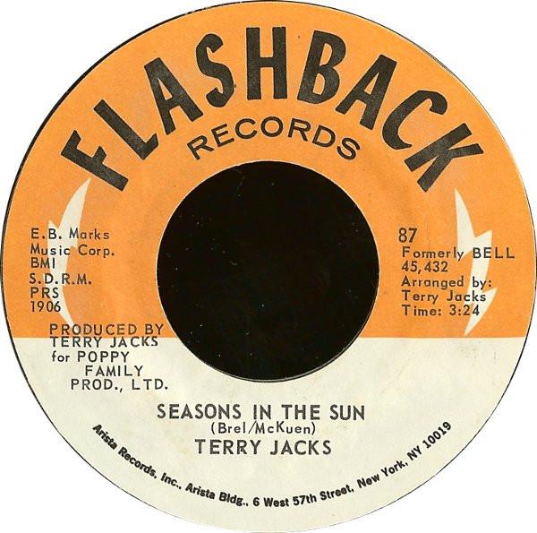 

7inch Record TERRY JACKS - Seasons In The Sun / If You Go Away 87 FLASHBACK 1975 US Rock Used