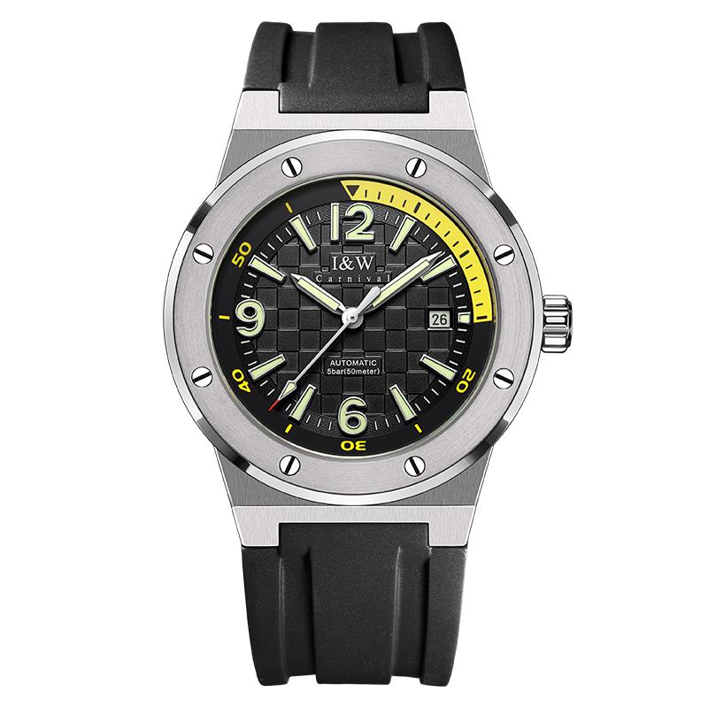 For Luxury Orange Automatic Mechanical Watch for Men Custom Logo Water Resistant Rubber Band Glass 42mm 618