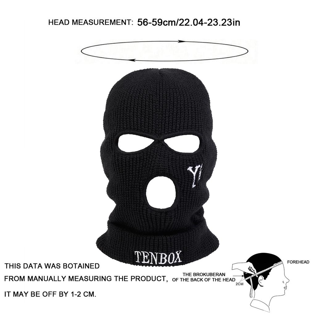Căciulă Balaclava Unisex TENBOX cu Broderie, Căciulă Beanie Îngroșată, Rezistentă la Vânt, Căciuli Tricotate Călduroase de Iarnă, Pălării de Timp Liber pentru Exterior de Primăvară-Toamnă, Accesorii de Călătorie