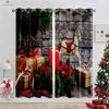 Merry Christmas Snowman Ball 3D Printed Curtain Bedroom Restaurant Festival Party Decoration Curtain Gift 2 Pieces