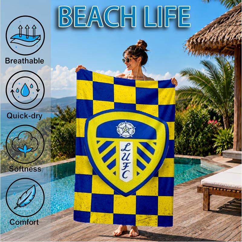 Asciugamano da Spiaggia in Microfibra con Stampa dello Stemma di Leeds, Morbido e Assorbente, Asciugatura Rapida, Ideale per Viaggi Estivi, Essenziale per la Spiaggia, Piscina