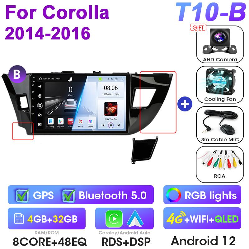 Android 12 Car Radio For Toyota Corolla Ralink 2013 - 2016 GPS 4G Carplay Auto 2 Din Stereo Intelligent Systems Smart Autoradio