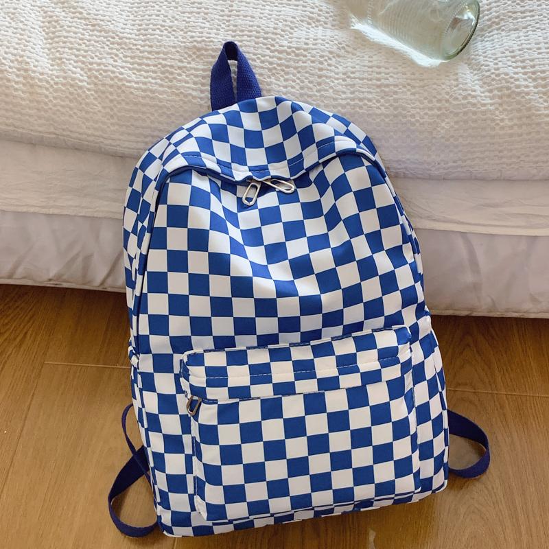 Schachbrett-Laptop-Rucksack für Damen - Modischer Print-Umhängetaschen-Set, Mehrere Taschen, Verstellbare Träger, Campus-Pendler-Essentials
