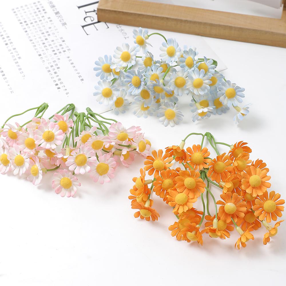 10/20Pcs 7cm Daisy Artificial Silk Flower Heads For Home Room Decor Fake Rose DIY Wreath Mother's Day Table Wedding Decoration