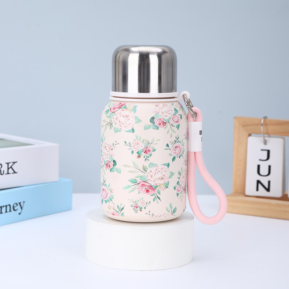 

Высокий уровень внешнего вида большой емкости термос чашка из нержавеющей стали тонкий узор портативная чашка для воды с портативной чашкой 450ml