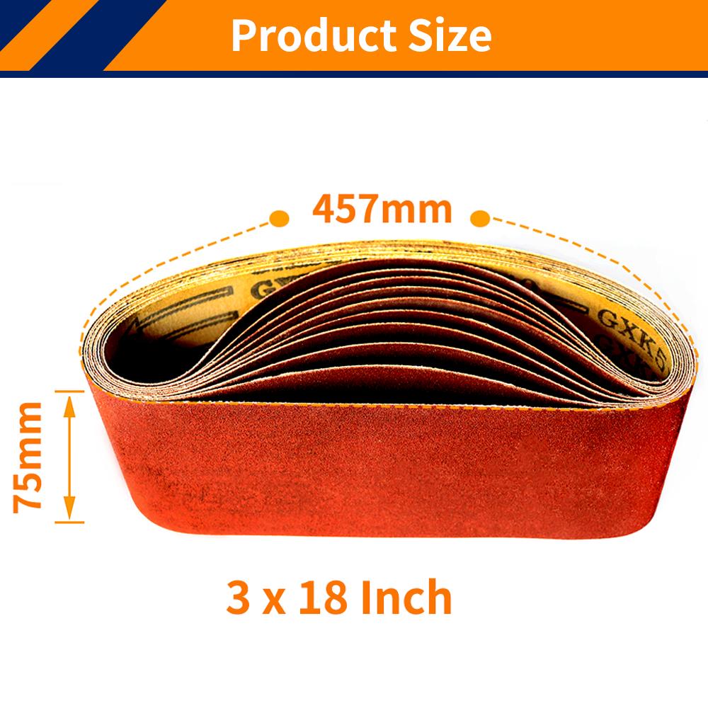 12PCS 457*75mm Abrasive Sanding Belts 3"*18" Sander Belt 4 Each of 80/120/150 Mixed Grit for Wood Soft Metal Grinding Polishing