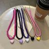 Y2K Retro Resin Pendant Necklaces Women Beaded Candy Color Heart Necklaces Exquisite Cute Daily Party Jewelry Accessories Gifts