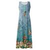 Damen Sommerkleid, lässig, modisch, bedruckt, ärmellos, Rundhalsausschnitt, Taschenkleid