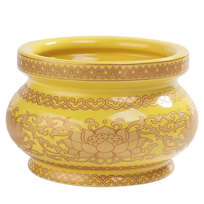 Chinese Traditional Ceramic Incense Burner Ornaments Guanyin Worship Incense Burner Decoration Feng Shui Buddha Hall Supplies