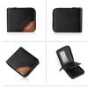 Men’s PU Leather Zip Around 3 Folding Wallet RFID Card Holder ID Window Coin Pocket Short Compact Wallet Cash Purse