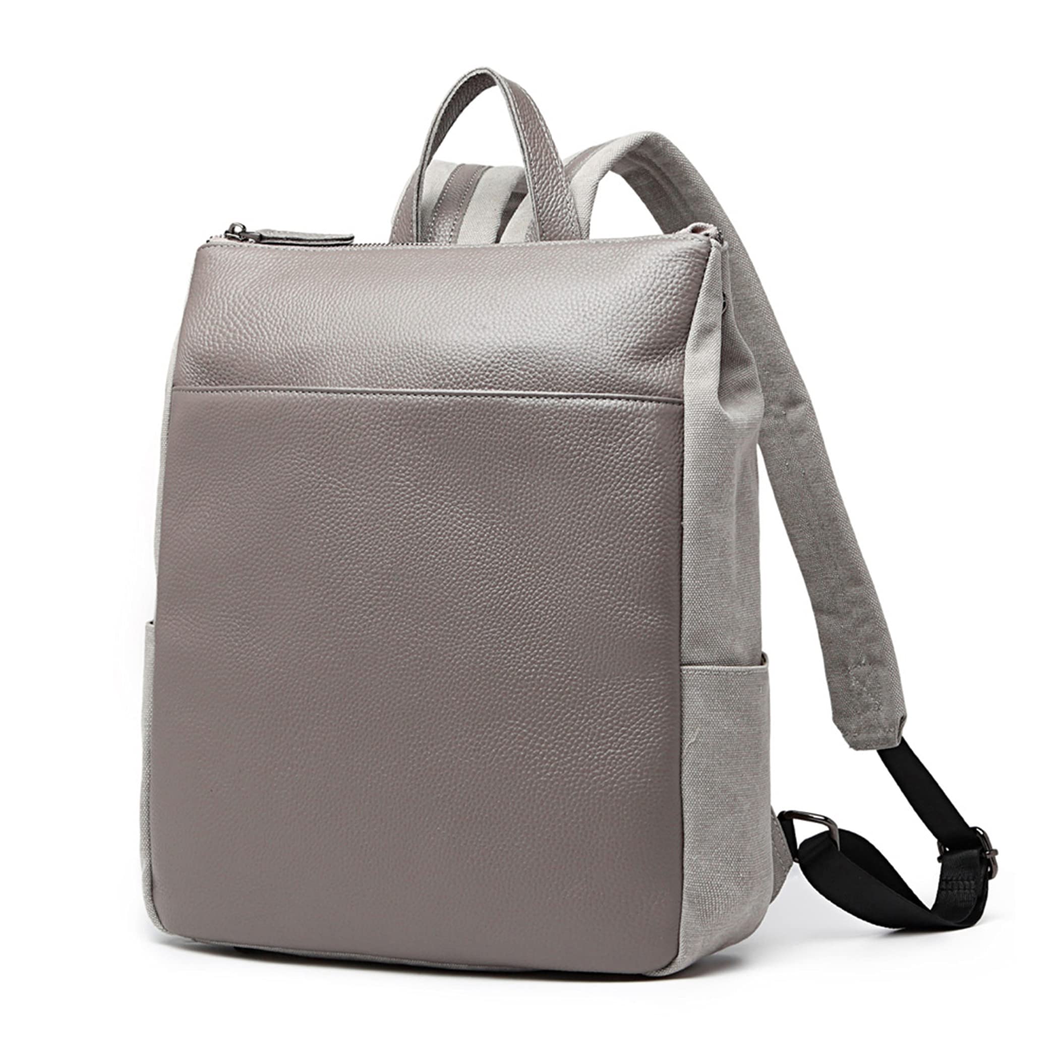 

рюкзак из коровьей кожи и канвы для поездок на работу или совместимый с A4 из натуральной кожи повседневный 180927 [Guscio Leather] Высококачественные женщины, легкий, серый