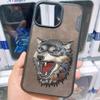 3D Embroidered Cute Wolf Tiger eagle lionr Leather Phone Case For iPhone 15 Pro Max Case Protective Cover For iPhone 15 Pro Case