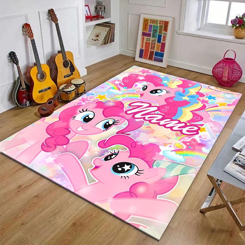 Custom My Little Pony Mat Personalized Name, Polyester Washable Indoor Entryway Rug, Gift for Christmas, Easter, Thanksgiving Day