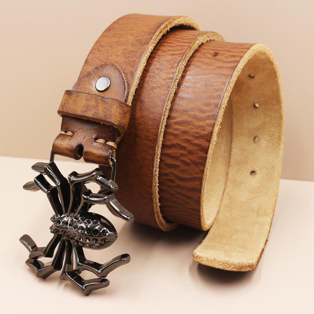Retro Jugend Spider Schnalle Herren Gürtel aus echtem Leder - Oberleder Rindsleder
