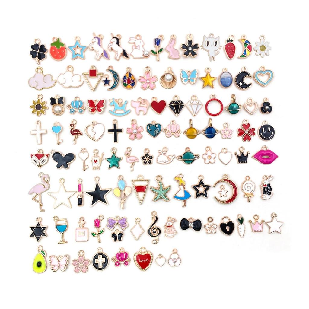 YFFSFDC Charm Accessory Parts 100 Piece Set Necklace Earring Pendant Decorations Jewelry DIY Ornaments Handmade Gifts Decorative Items Crafts