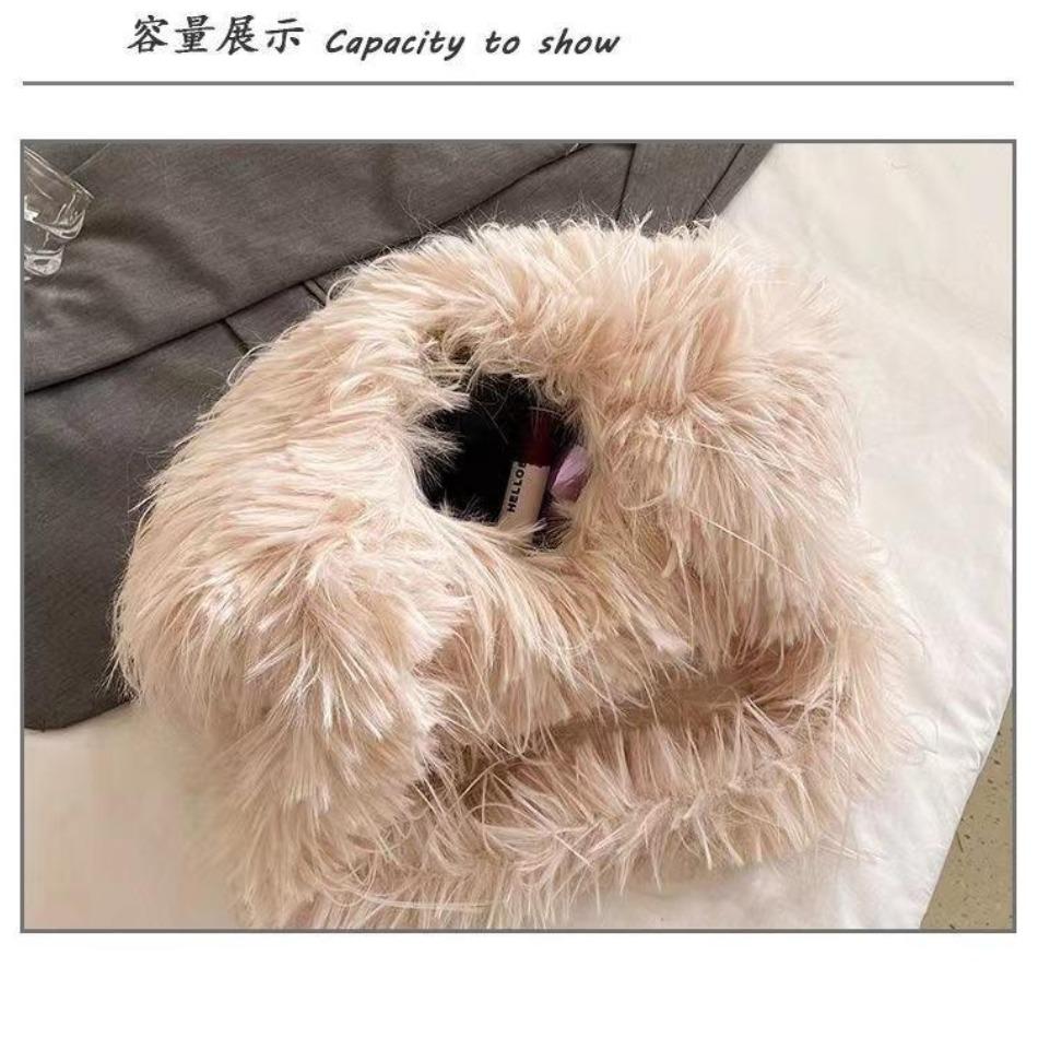 Mode Kunstfell Umhängetasche Herbst und Winter Persönlichkeit Herz Schultertasche Mädchen Damen Party Bankett Taschen Frau Neu