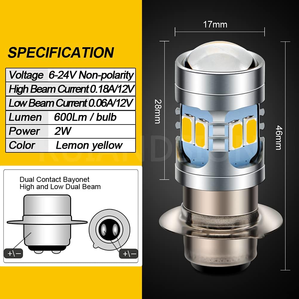 [For Fog Lamps Only] Ruiandsion H6M LED Bulb, Yellow Color,