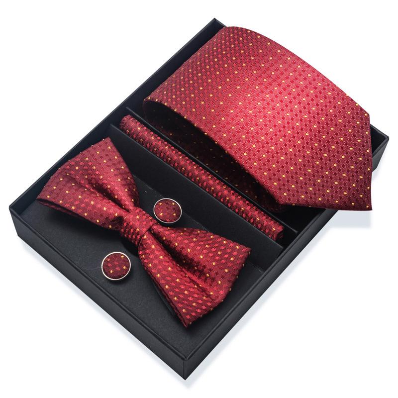 Set de 6 piezas, Corbata de Vestir de Negocios 8 cm Corbata para Hombre Set de Pajarita Caja de Regalo.