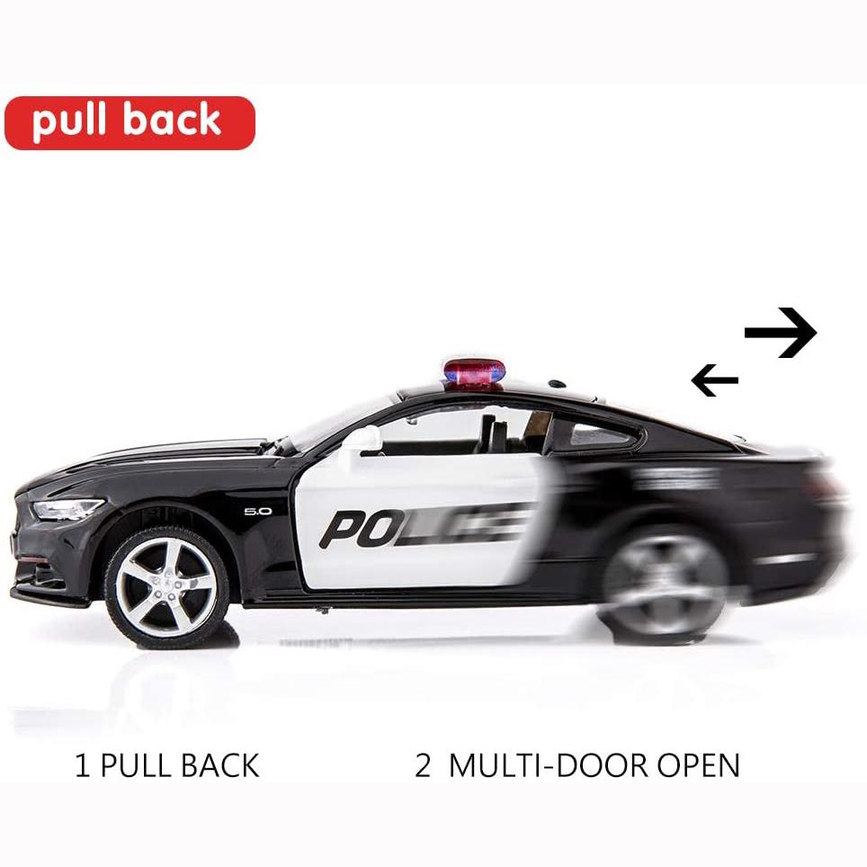 1/36 Scale Police Car Model, Zinc Alloy Die-Cast Pull Back Vehicles Kid Toys for Boy Girl Gift
