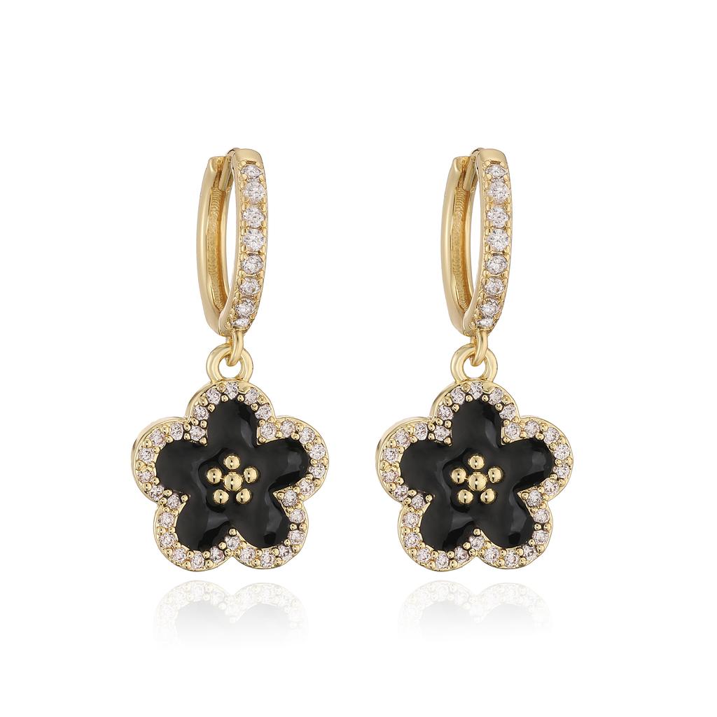 Enamel Dripping Glaze Exquisite Floral Zircon Jewellery Earrings/Necklace Women's Charm Amulet Good Fortune Accessories