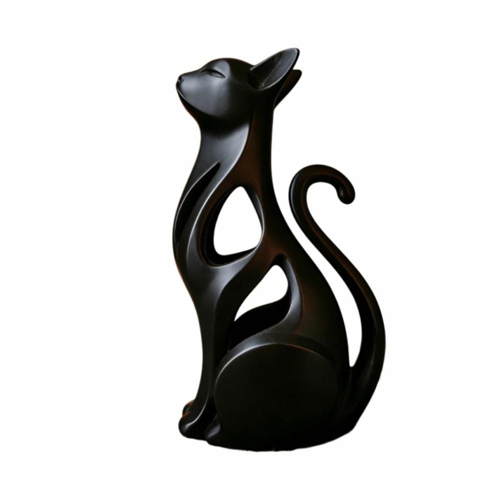3D Printed Abstract Cat Sculpture Plastic Abstract Cat Figurine Office Decor