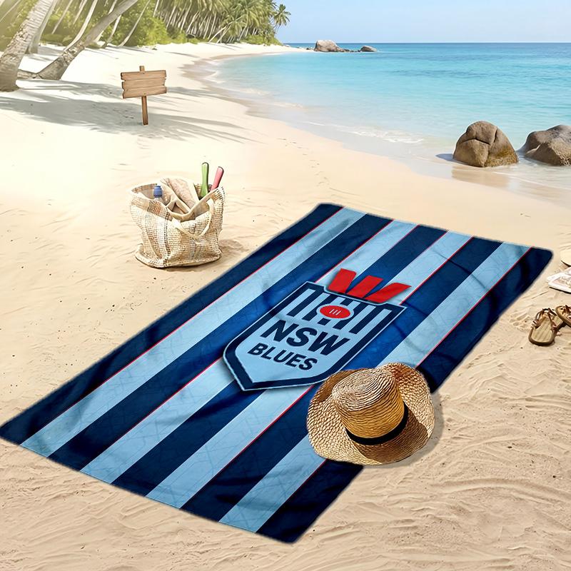 NSW Blues Print Beach Towel Soft Portable Quick?dry Towel For Pool Summer Vacation Outdoor Sport