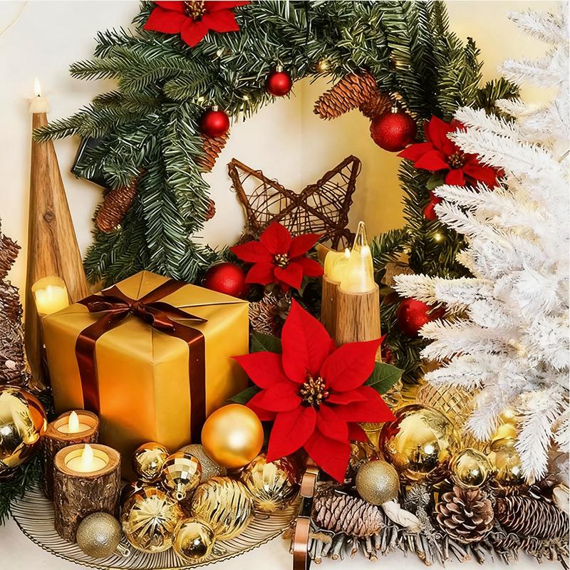 24Pcs/Box Glitter Christmas Ball Decoration Xmas Tree Hanging Gifts DIY Wreath New Year Navidad Home Wedding Decor Accessories