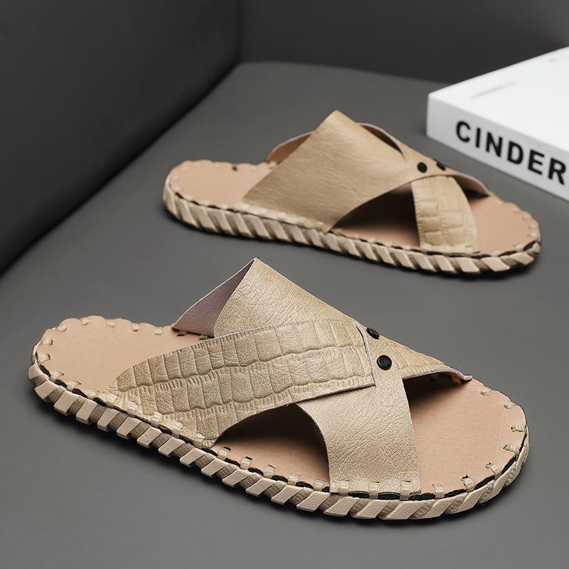 Fashion Fashion Men's Slippers Summer New Non-Slip Handmade Slippers High Quality Designer Casual Shoes Breathable Men Beach Sandals