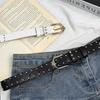 Women'S Y2K Star Rivet Pu Leather Belt Punk Gothic Adjustable Pin Buckle Waistband Trendy Streetwear Decor Belt For Jeans Skirt