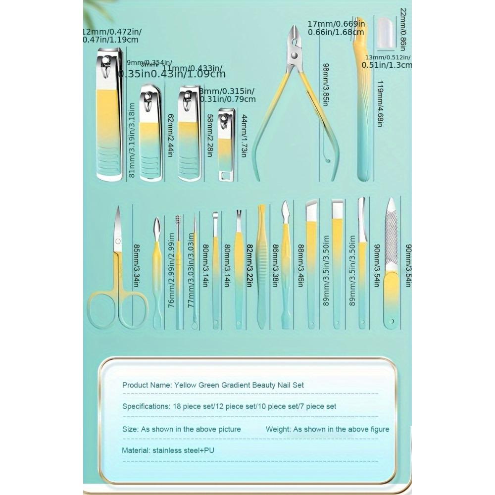 Set de manichiură Set de tuns unghii Bărbați, femei, tuns pentru degetele de la picioare Instrumente de îngrijire personală Instrumente pentru manichiură Pedichiură Kit de îngrijire Cadou (Culoare gradient)