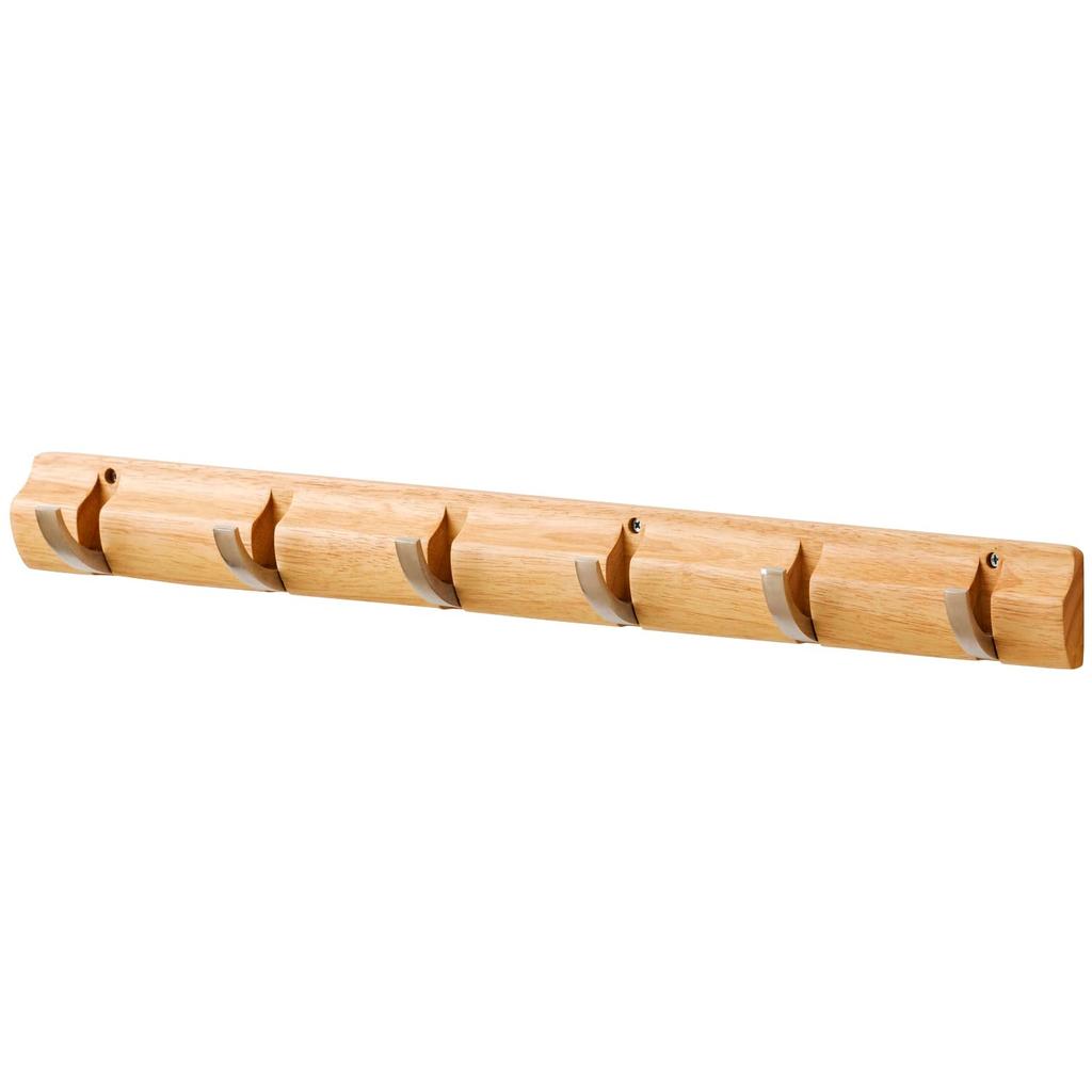 Doushisha Wall Hanger Wall-Mounted Hook 6 Hooks Adjustable Damage-Resistant Rental Natural Wood Grain Stylish Wooden Easy Installation Mounting Guide