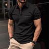 New Waffle-Pattern Men's Polo Shirt with Pocket and Turn-Down Collar