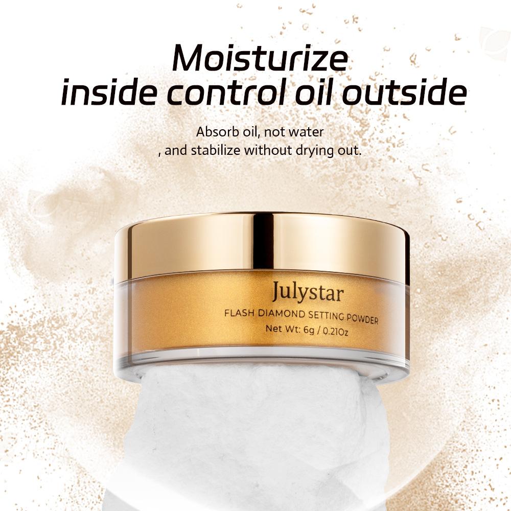 Julystar Pearlescent loose powder Concealer Diamond honey powder fine anti-sweat long-lasting oil-control matte setting powder