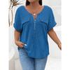 QICED Women's Fashion Casual Solid Color Print Short Sleeve V Neck Blouses & Shirts