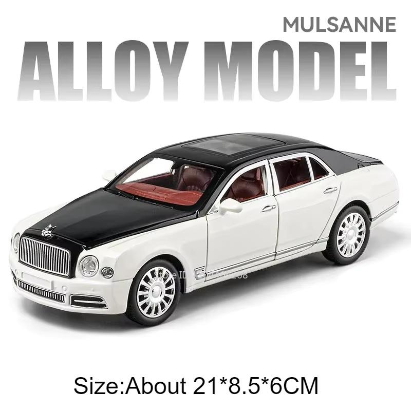 1:24 Scale Mulsanne Bentayga Car Model Toy Metal Diecast Pull Back Doors Opened Miniature Vehicle Models Boys Sound Light Gifts