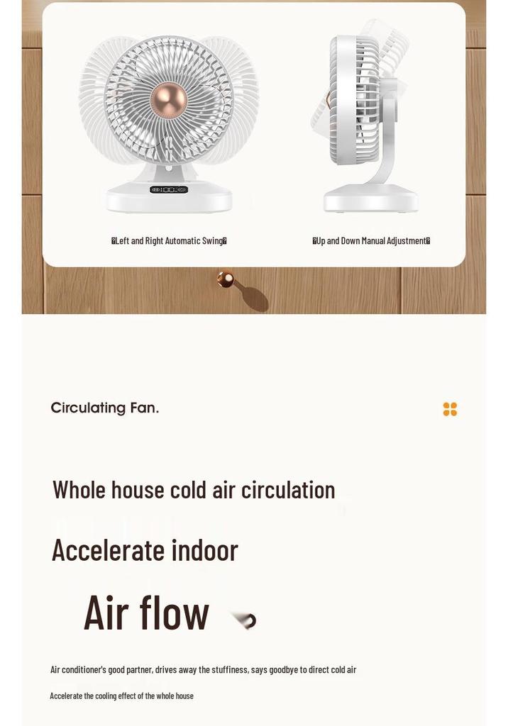 Wireless Charging Desktop Fan with Automatic Head Shaking