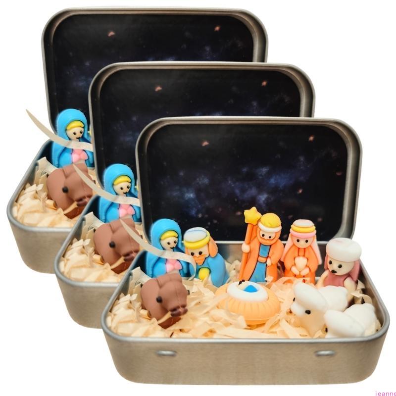 Pocket Bethlehem Scene Handcrafted Christmas Nativity Scene In a Box Miniature Set For Home Decoration And Holiday Display