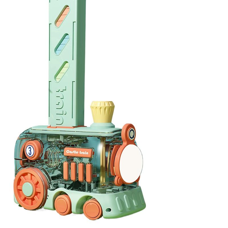 

Детский электрический поезд домино, автоматический набор, красочный поезд домино со световыми и звуковыми эффектами, игрушки своими руками, подарок на день рождения для детей 320 Domino Set+Charging зелёный