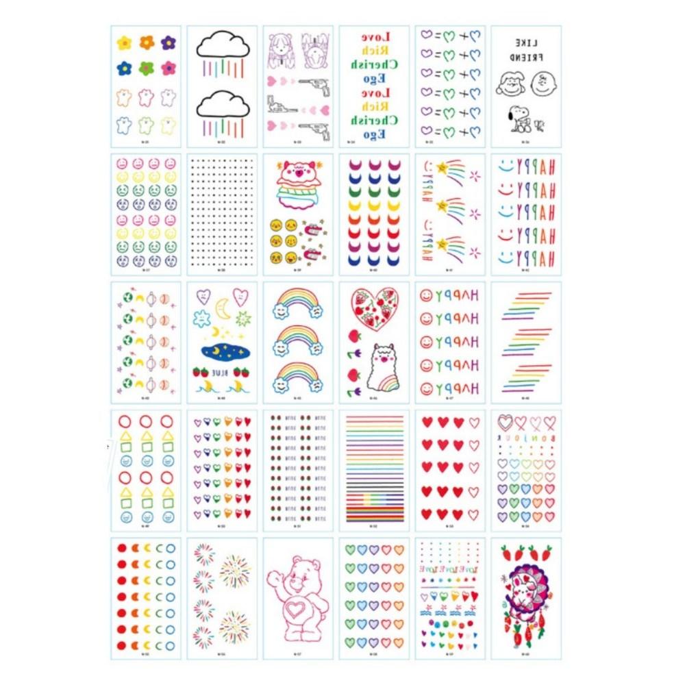 30 Types 1 Set Flower Mini Kids Tattoo Sticker Henna Tattoo Butterfly English Lettering Long-lasting Waterproof Transfer Sticker N-2 1 pcs 12_N2(Smile