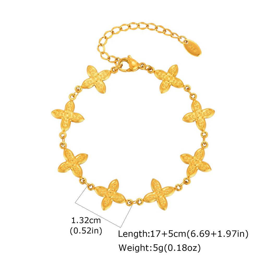 Wind Stainless Steel Four-Leaf Clover Five-Pointed Star Butterfly Rose Chain Bracelet Necklace Female Br-2537