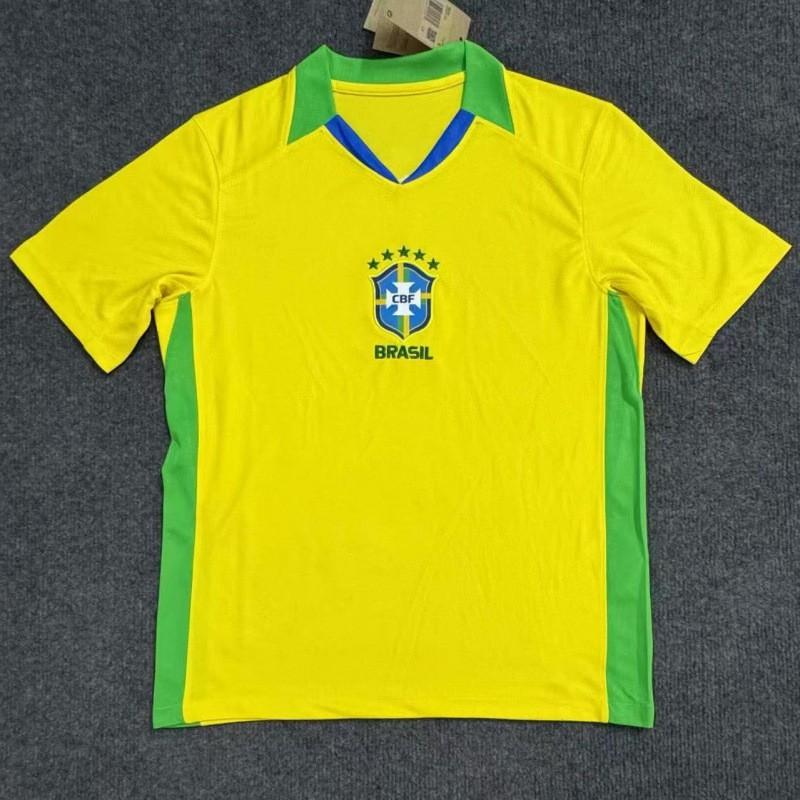 Brazil Training Football Jersey Fans Edition Short Sleeve Soccer Shirts Unisex Women
