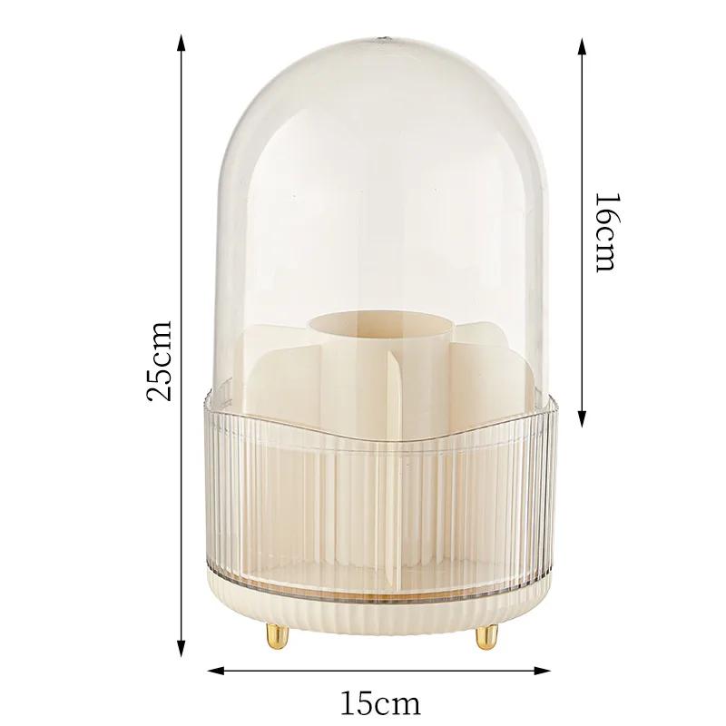 360° Rotating Makeup Brush Holder Desktop Cosmetic Storage Box with Lid Lipstick Eyebrow Pencil Holder Light Luxury Containe