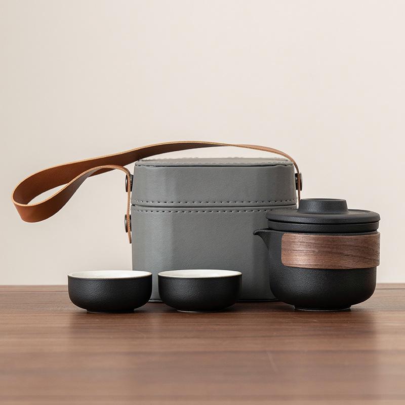 Ceramic Travel Tea Set: Portable Teapot with Two Cups - Perfect for Business Gifts & Holiday Souvenirs