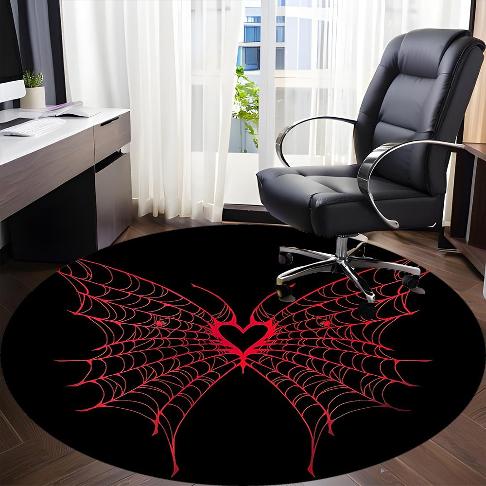 1pc Spider Web Office Round Area Rug, Indoor Mat Suitable ForOffice, Under Office Chairs Bedroom Living Room Home Decor, Room Deco q041